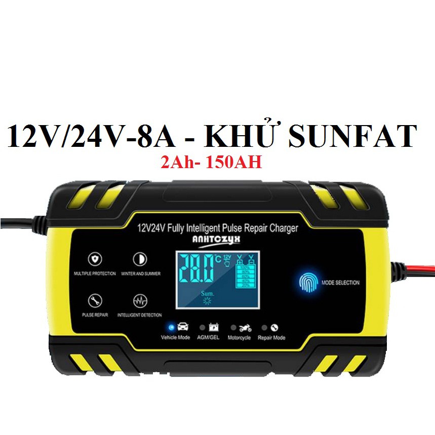 Bộ sạc ắc quy 12V,24V - 150Ah có khử sunfat, tự ngắt khi đầy | Shopee Việt Nam