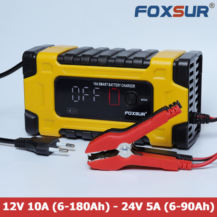 Sạc bình ắc quy Foxsur 10A 12V 24V tự ngắt bảo dưỡng phục hồi ắc quy chống  ngược cực | Lazada.vn